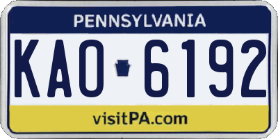 PA license plate KAO6192