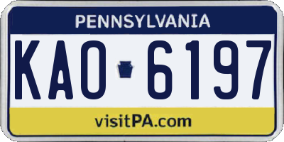 PA license plate KAO6197