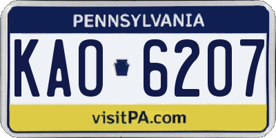 PA license plate KAO6207