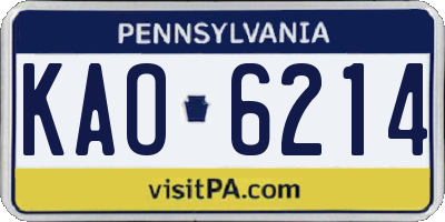 PA license plate KAO6214
