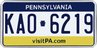 PA license plate KAO6219