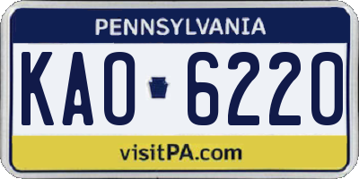 PA license plate KAO6220