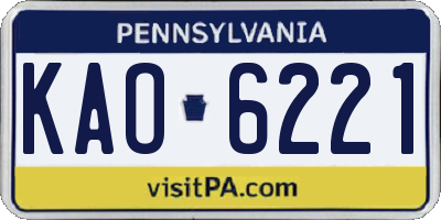 PA license plate KAO6221