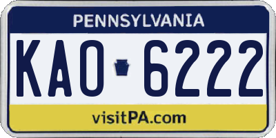 PA license plate KAO6222