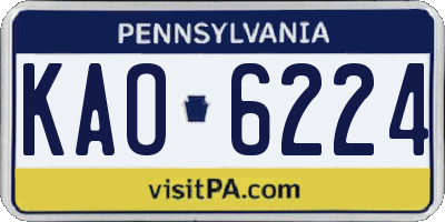 PA license plate KAO6224