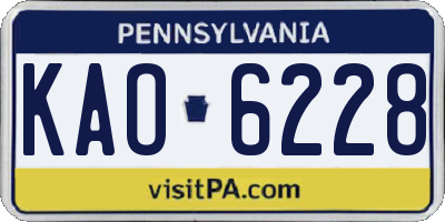 PA license plate KAO6228