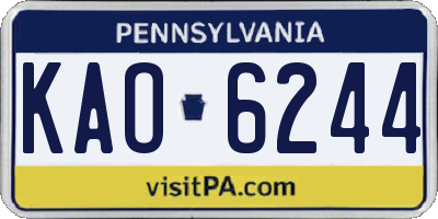 PA license plate KAO6244