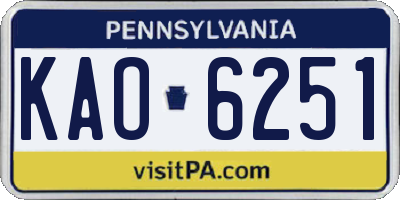 PA license plate KAO6251
