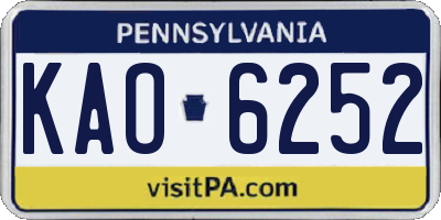 PA license plate KAO6252
