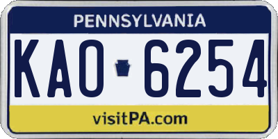 PA license plate KAO6254