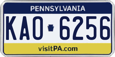 PA license plate KAO6256