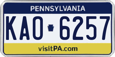 PA license plate KAO6257