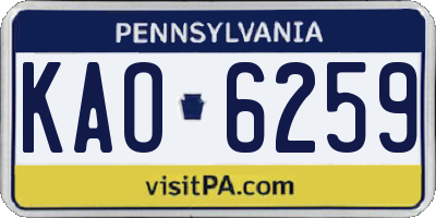 PA license plate KAO6259