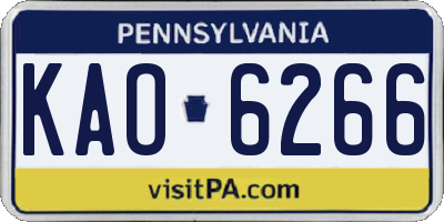 PA license plate KAO6266
