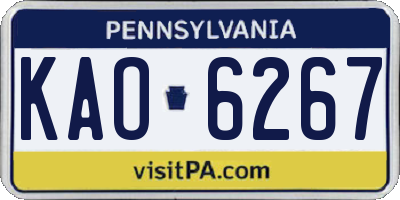 PA license plate KAO6267