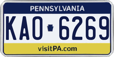 PA license plate KAO6269