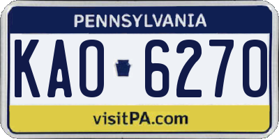 PA license plate KAO6270