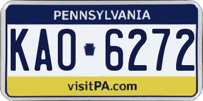 PA license plate KAO6272