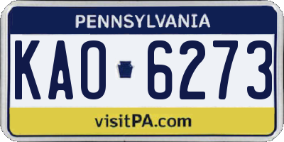 PA license plate KAO6273