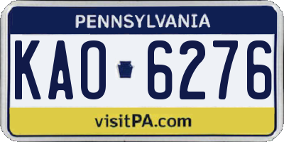 PA license plate KAO6276