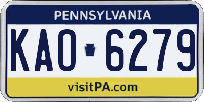 PA license plate KAO6279