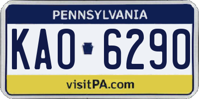 PA license plate KAO6290