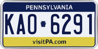 PA license plate KAO6291