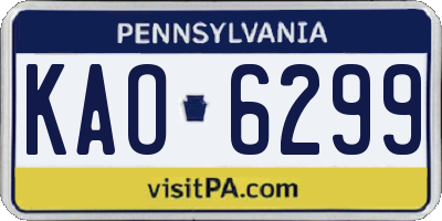 PA license plate KAO6299