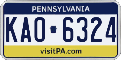 PA license plate KAO6324