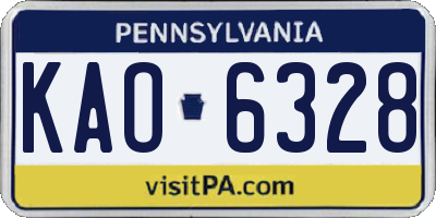 PA license plate KAO6328