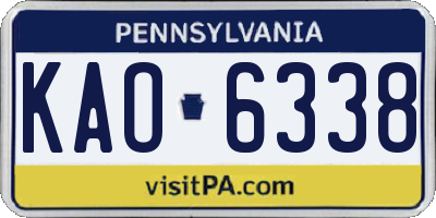 PA license plate KAO6338