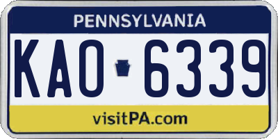 PA license plate KAO6339