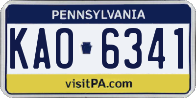PA license plate KAO6341