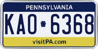 PA license plate KAO6368