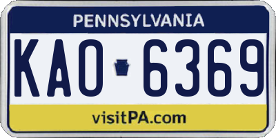 PA license plate KAO6369
