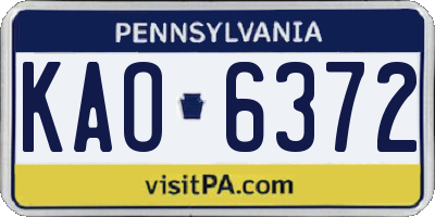 PA license plate KAO6372