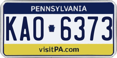 PA license plate KAO6373