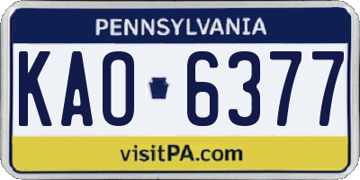PA license plate KAO6377