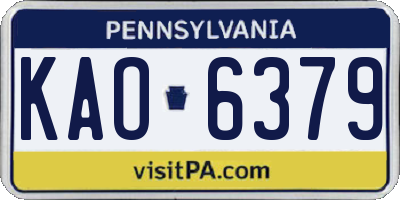 PA license plate KAO6379