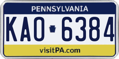 PA license plate KAO6384