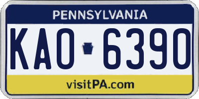 PA license plate KAO6390