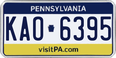 PA license plate KAO6395