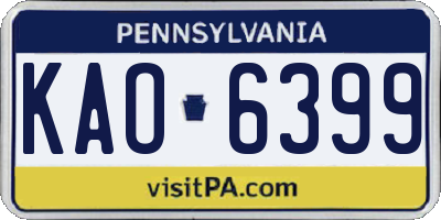 PA license plate KAO6399
