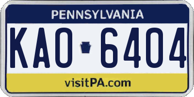 PA license plate KAO6404