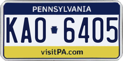 PA license plate KAO6405