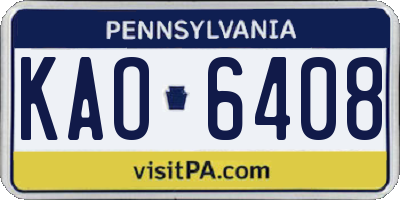 PA license plate KAO6408