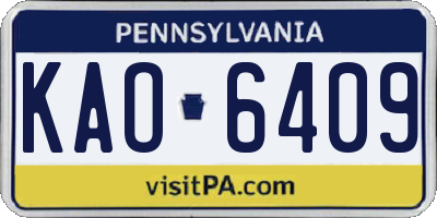 PA license plate KAO6409