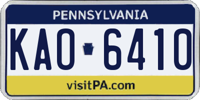 PA license plate KAO6410
