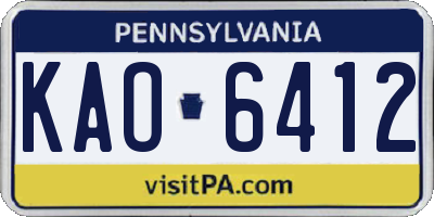 PA license plate KAO6412