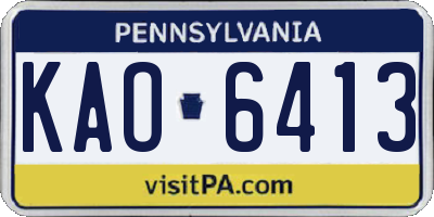 PA license plate KAO6413